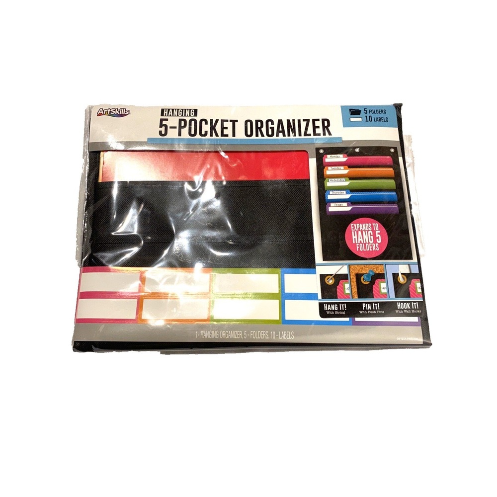 artskills hanging 5‎ pocket organizer with folders & labels